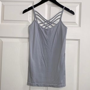 Super stretchy, soft blue, strapy tank